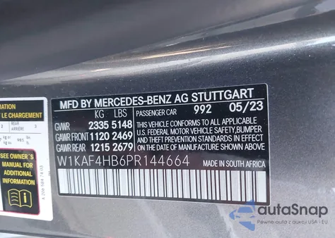 2023 Mercedes-Benz C 300 4Matic из США, поврежденный, VIN W1KAF4HB6PR144664